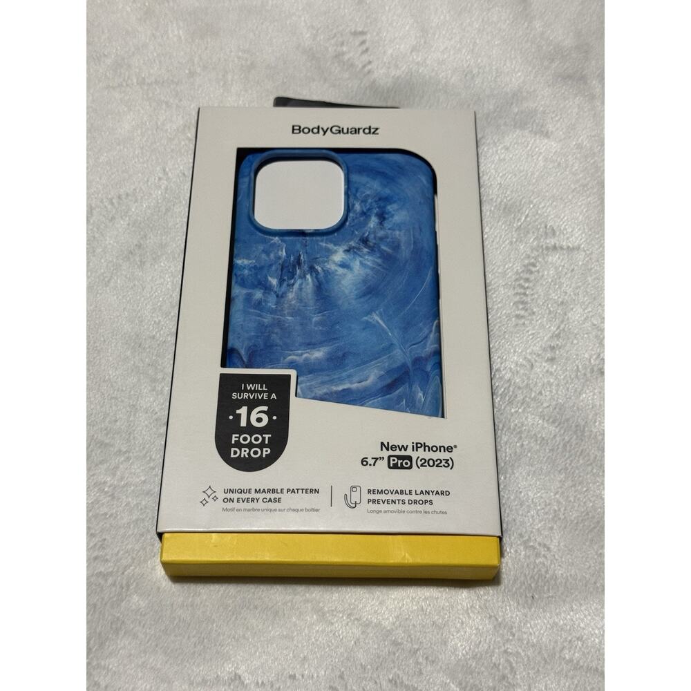 BodyGuardz Carve MagSafe Case iPhone 15 Pro Max 6.7" Blue Marble 16ft Drop